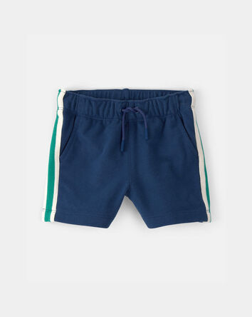 Baby Boy Striped French Terry Shorts - Blue/Green, 