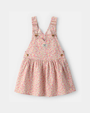 Tout-petit fille - Jupe-salopette fleurie &agrave; poche en c&oelig;ur - Rose, 