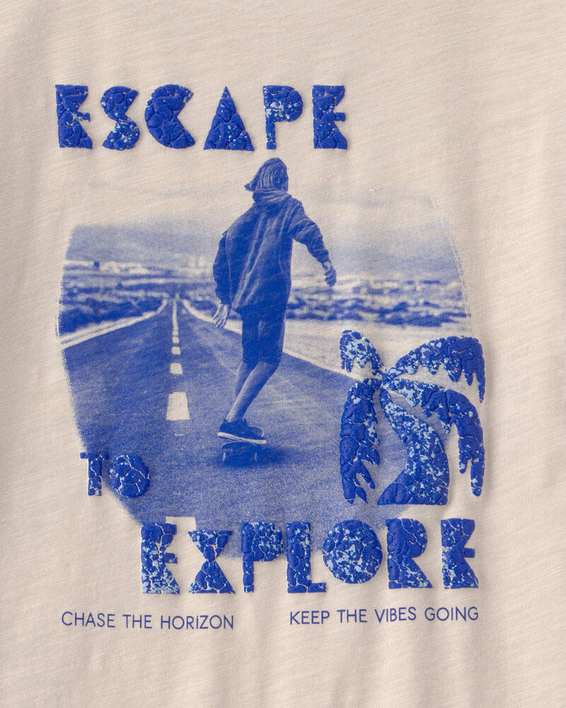 Gar&ccedil;ons - T-shirts &agrave; imprim&eacute; planche &agrave; roulettes et plage - Beige, image 5 sur 5 diapositives