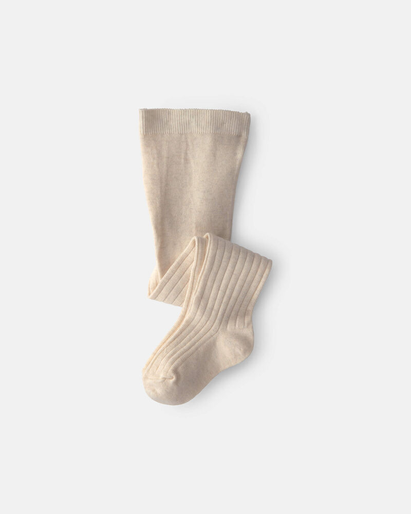 Girls Ribbed Tights - Cream, image 1 of 2 slides