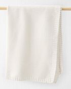 Baby Organic Cotton Textured Knit Blanket in Cream, image 1 of 5 slides