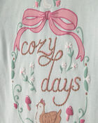Filles - Pyjama ajust&eacute; 4 pi&egrave;ces en 100 % coton &agrave; motif poulet campagnard - Bleu/Cr&egrave;me, image 2 sur 6 diapositives