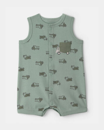 B&eacute;b&eacute; gar&ccedil;on - Barboteuse &agrave; motif de camion-benne - Vert, 