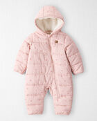 Baby Girl 1-Piece Snowsuit Made with Recycle Materials in Blush Petals Print, image 1 of 4 slides