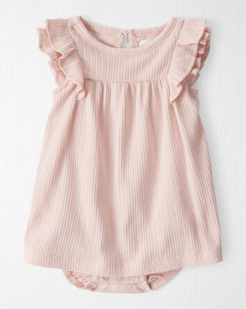 Bébé fille - Barboteuse en coton biologique à motif pointelle, 