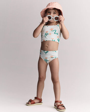 Toddler Girl Tankini in Floral Print - Light Green, 