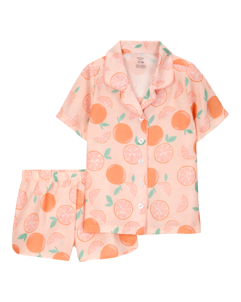 Kid Orange Print Loose Fit 2-Piece Pyjamas - Orange, image 1 of 3 slides