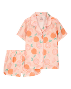 Kid Orange Print Loose Fit 2-Piece Pyjamas - Orange, image 1 of 3 slides