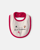Baby 'Baby's First Christmas' Bib - Red/Cream, image 1 of 4 slides