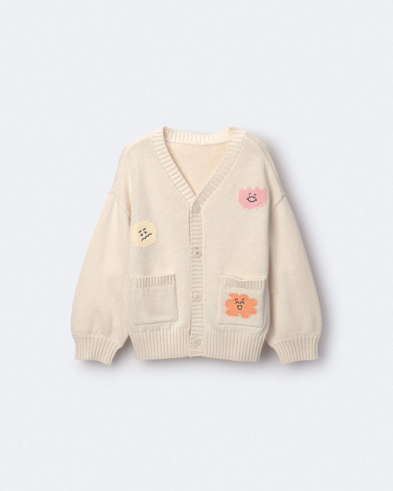 Toddler Cardigan with Avenue Pockets in Character Print- Cream, image 2 of 6 slides