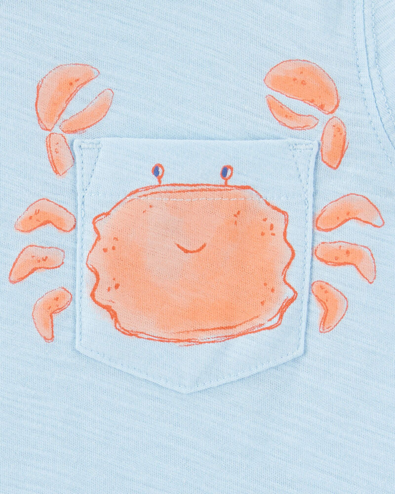 Bébé Ensemble 2 pièces short imprimé de crabe - Bleu/Orange, image 2 sur 3 diapositives
