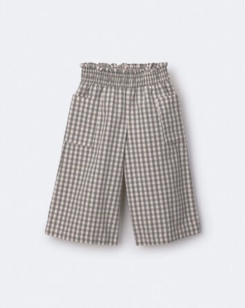 Tout-petit fille - Pantalons &agrave; jambes larges et smocks, motif guingan - Cr&egrave;me/Gris, 