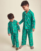 Adultes Pyjama ample 2 pi&egrave;ces en molleton &agrave; motif Snoopy de No&euml;l &ndash; Vert, image 4 sur 4 diapositives