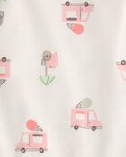 Baby Girl 3-Piece Ice Cream Truck Short-Sleeve Top, Bodysuit & Short Set - Pink/Ivory, image 3 of 4 slides