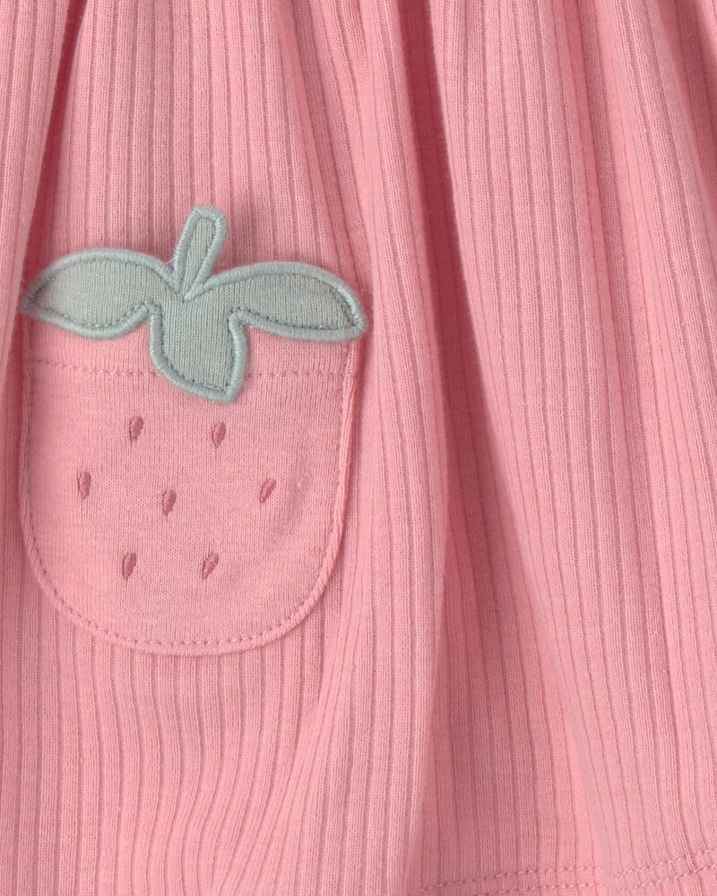 B&eacute;b&eacute; fille - Emballage 2 robes &agrave; manches courtes &agrave; motif fraise - Rose, image 2 sur 3 diapositives