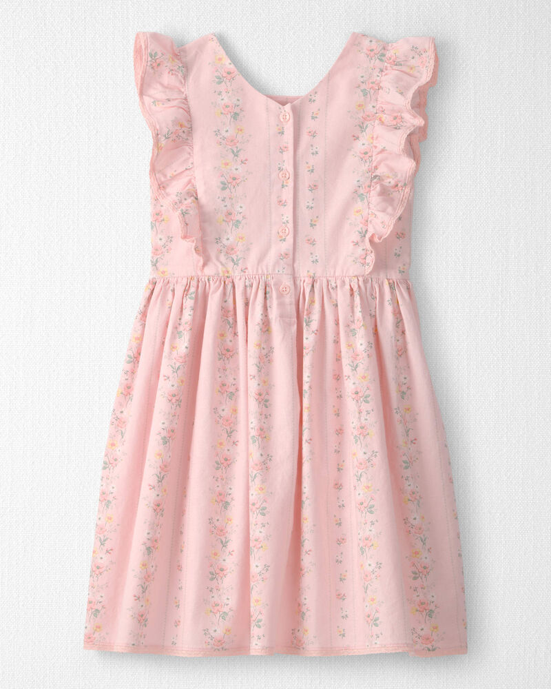 Girls Ruffle Dress Made with Organic Cotton in Spring Garden Print, image 2 of 5 slides