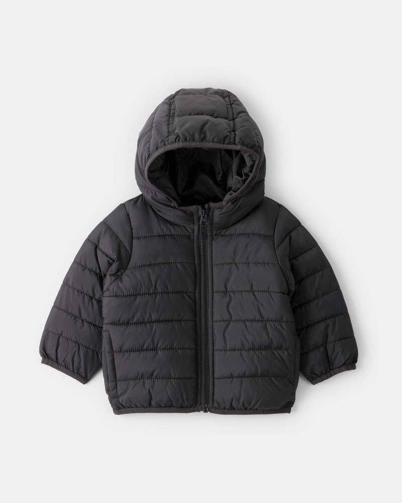 Baby Boy Midweight Packable Puffer - Black, image 1 of 4 slides