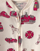 Baby Boy 2-Pack 2-Way Zip Solid Firetrucks Sleepers , image 2 of 5 slides