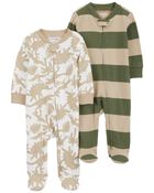 Baby 2-Pack Striped Zip-Up Cotton Sleeper Pyjamas, image 1 of 5 slides