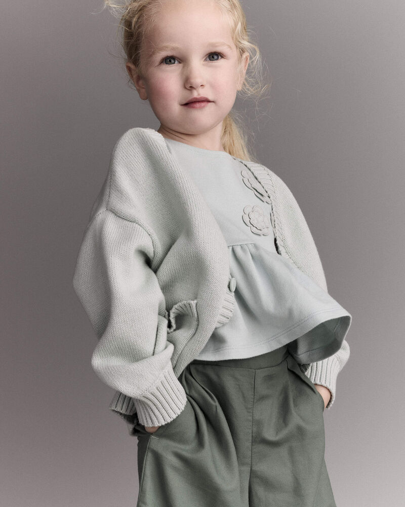 Toddler Girl Cardigan with Avenue Pockets - Light Blue, image 1 of 6 slides