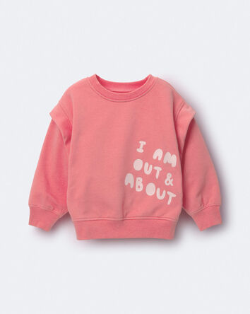 Toddler Girl 'Out & About' Double Layer Pullover Sweatshirt - Pink, 
