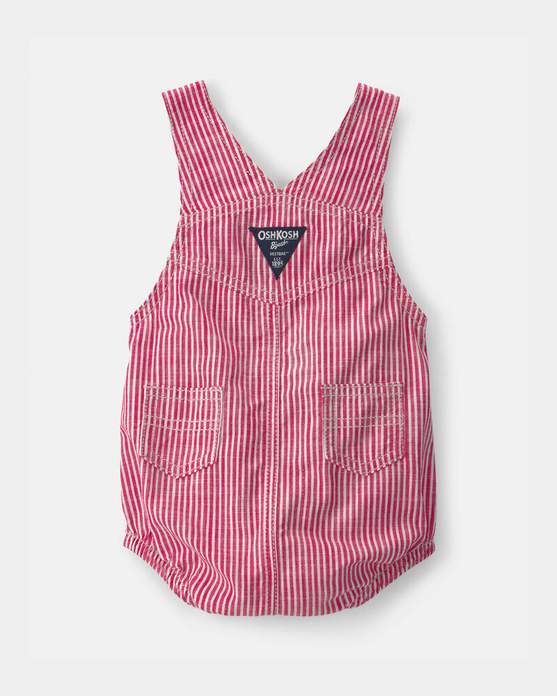 Baby Hickory Stripe Bubble Romper - Red/Ivory, image 2 of 4 slides