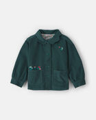 Toddler Girl Flower Embroidered Corduroy Jacket - Green, image 1 of 5 slides