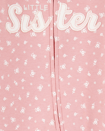 Baby Girl Little Sister 2-Way Zip Cotton Sleeper pyjamas, 