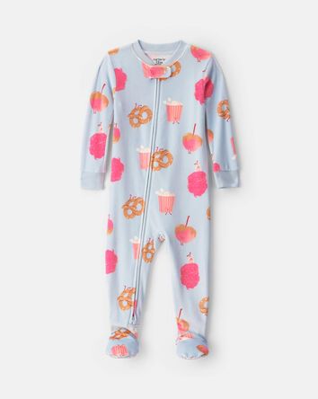 Baby Girl 1-Piece Festival Treats 2-Way Zip DreamPlush Snug Fit Footed Pyjama - Blue, 