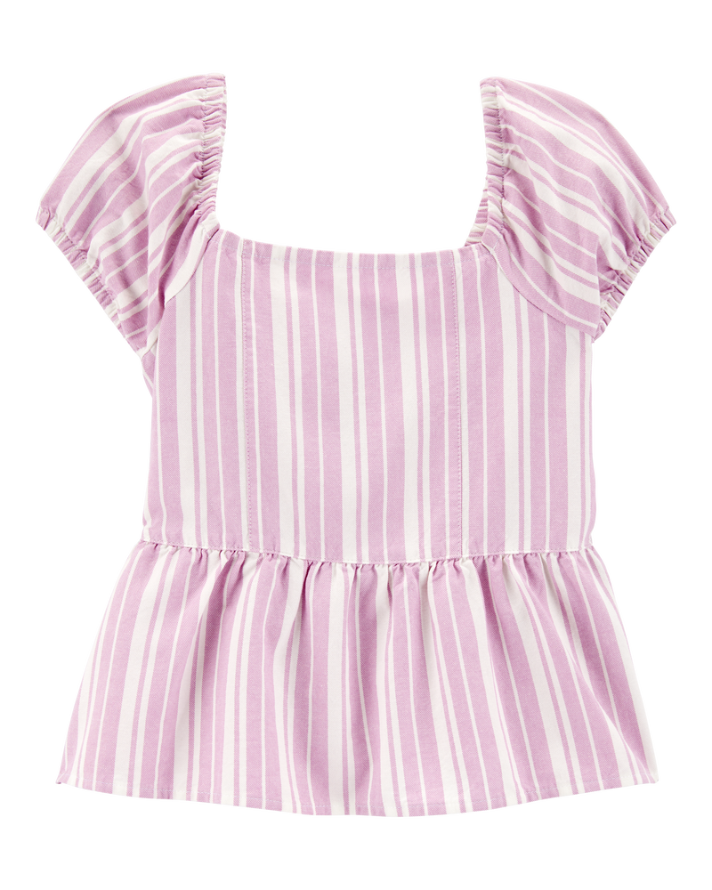 Kid Striped Peplum Top - Pink, image 1 of 3 slides