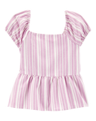 Kid Striped Peplum Top - Pink, image 1 of 3 slides
