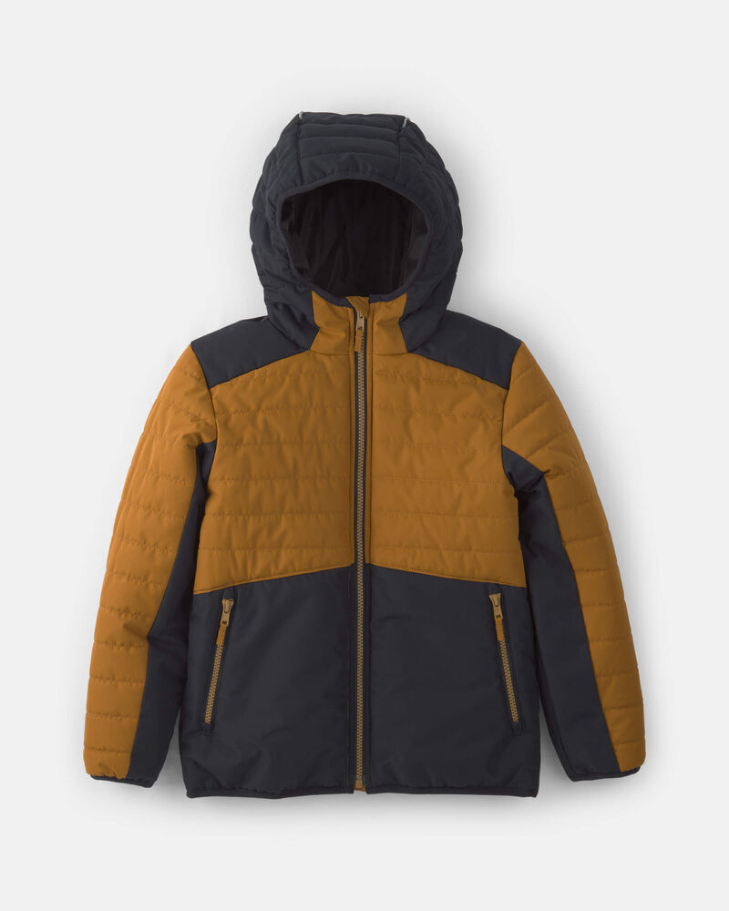 Boys Quilted Mid Weight Jacket-  Brown, image 1 of 4 slides