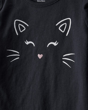 Tout-petit Ensemble 2 pièces pour Halloween t-shirt à chat et jupe-short en tulle, 