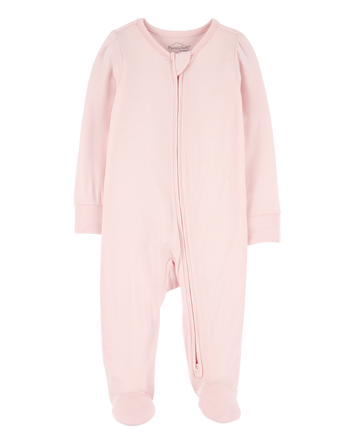 Baby Solid 2-Way Zip PurelySoft Sleeper Pyjamas - Light Pink, 