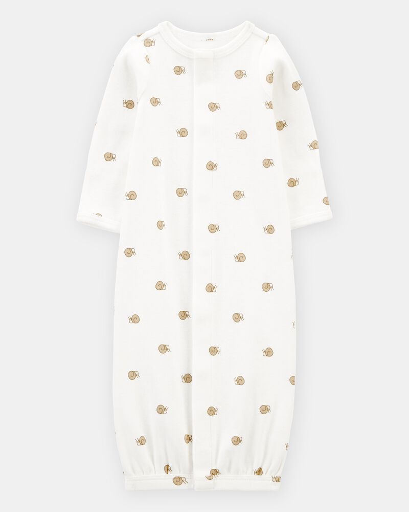 Baby Preemie Snail Cotton Sleeper Gown, image 1 of 6 slides