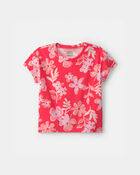 Girls Floral Short-Sleeve Top - Coral, image 1 of 3 slides