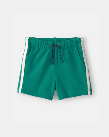 Baby Boy Striped French Terry Shorts - Green/Ivory, 