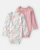 Baby Girl 2-Pack Butterfly Garden Multipack Bodysuits - Pink/Ivory, image 1 of 7 slides
