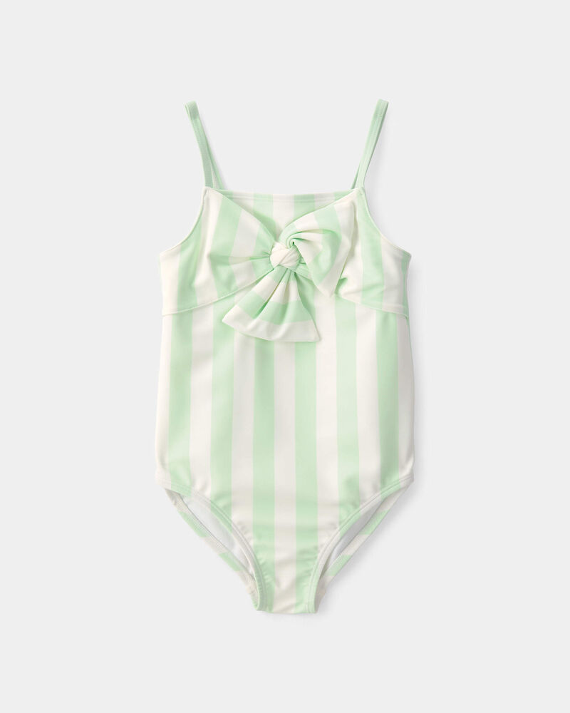 Toute-petit fille - Maillot de bain 1 pi&egrave;ce &agrave; rayures - Vert/Ivoire, image 1 sur 3 diapositives