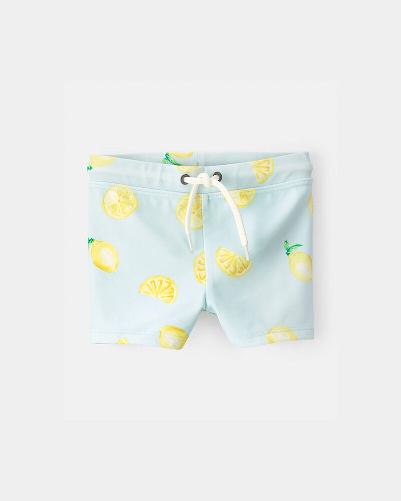 Baby Boy 2-Piece Lemon Rashguard Swimsuit Set - Yellow/Blue, image 3 of 5 slides