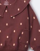 Toddler Girl Peter Pan Collar Pullover with Otter Pockets in Polka Dots - Burgundy, image 5 of 5 slides