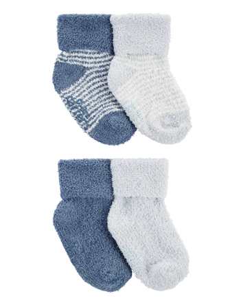 Baby 4-Pack Foldover Chenille Booties, 
