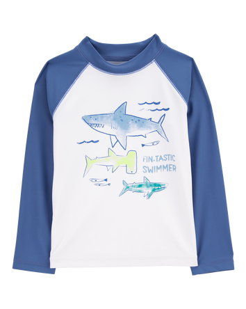 Toddler Shark Long Sleeve Rashguard - White, 