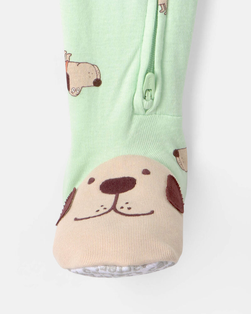 Toddler Dog 100% Cotton Snug Fit 1-Piece pyjama - Green, image 2 of 4 slides
