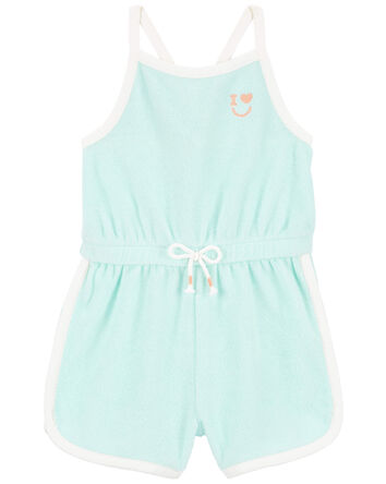 Embroidered Terry Criss-Cross Romper, 