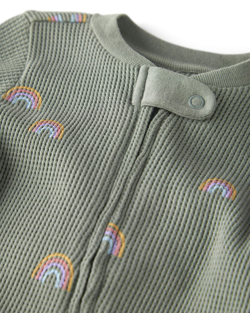Baby Waffle Knit Sleep & Play Pyjamas in Magical Rainbow Print Made with Organic Cotton, image 2 of 4 slides