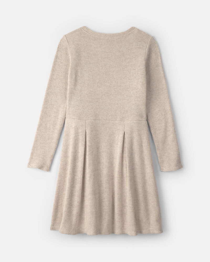 Filles - Robe manches longues en tissu c&ocirc;tel&eacute; &ndash; Cr&egrave;me, image 2 sur 3 diapositives