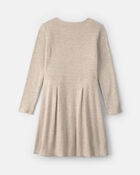 Filles - Robe manches longues en tissu c&ocirc;tel&eacute; &ndash; Cr&egrave;me, image 2 sur 3 diapositives
