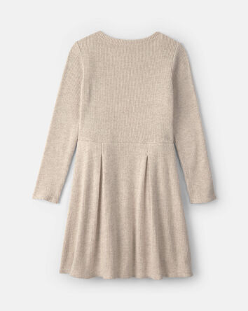 Filles - Robe manches longues en tissu c&ocirc;tel&eacute; &ndash; Cr&egrave;me, 