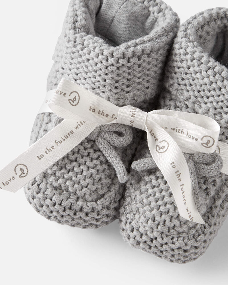 Bébé Chaussons crochetés en coton biologique gris, image 2 sur 5 diapositives